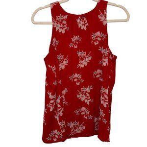 Vince Camuto Red Floral Sleeveless Blouse Medium Lightweight Elegant Design